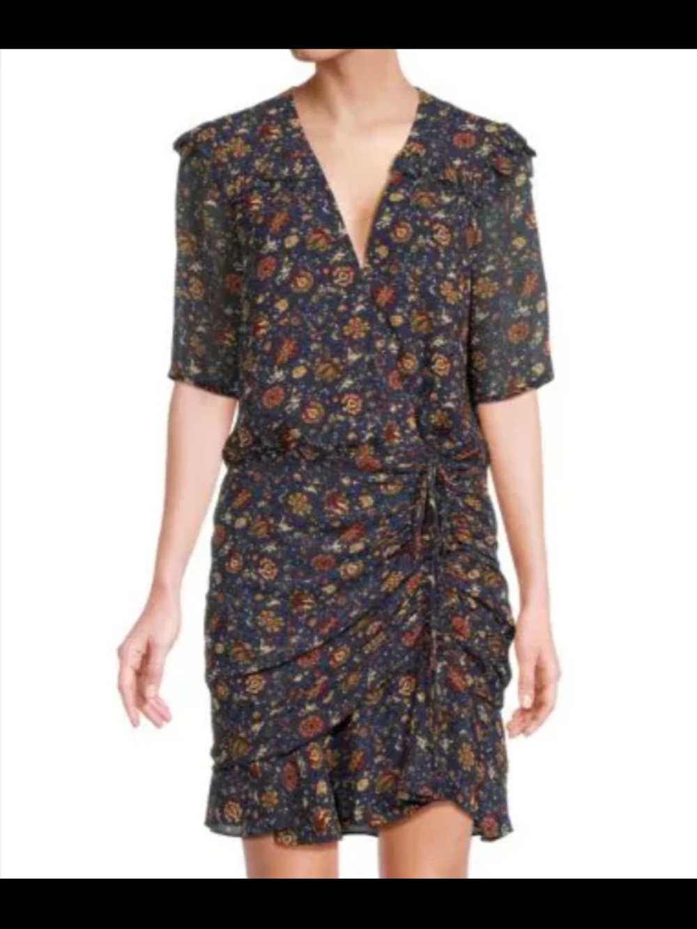 Veronica Beard Dakota Dress Ink Blue Floral Mini Size 16